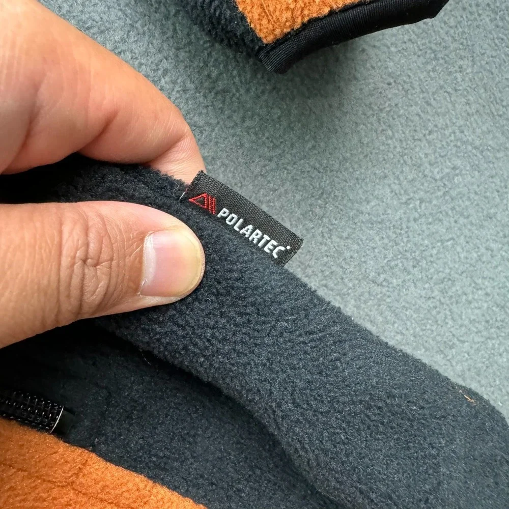 Sherpa Jacket Mens XL Orange & Black Adventure Gear Fleece Long‎ Sleeve Polartec